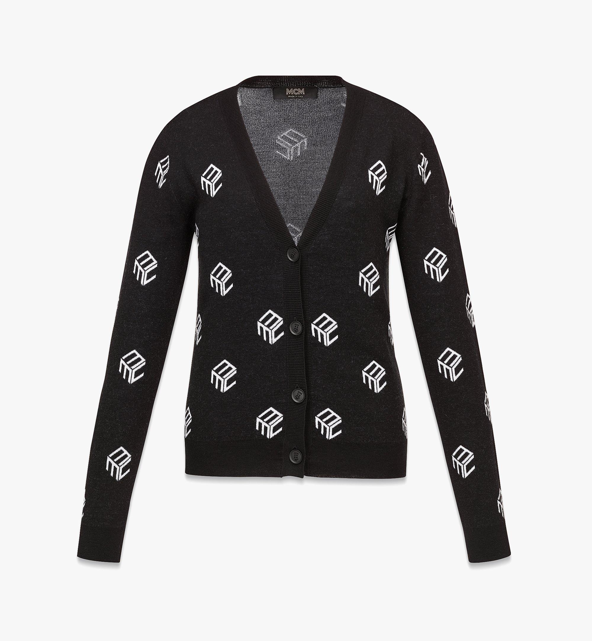 Women’s Jacquard V-Neck Cardigan in Cubic Wool 1